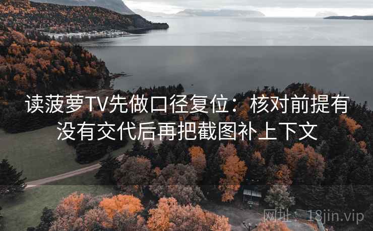 读菠萝TV先做口径复位：核对前提有没有交代后再把截图补上下文