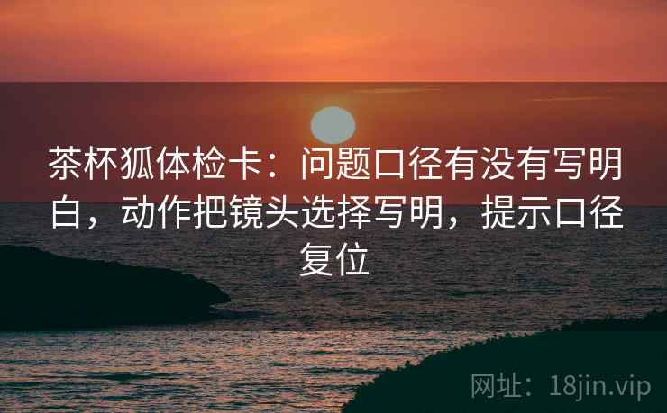 茶杯狐体检卡：问题口径有没有写明白，动作把镜头选择写明，提示口径复位